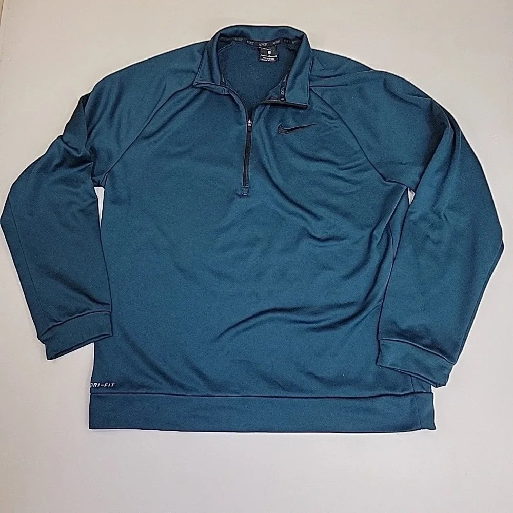 Nike Running Pullover Mens L Teal Dri-Fit Quarter Zip Top Jacket‎ Lined